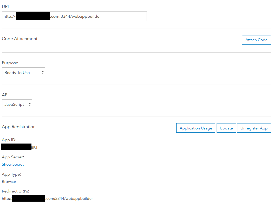 the registration settings of your widget in the portal of your choice